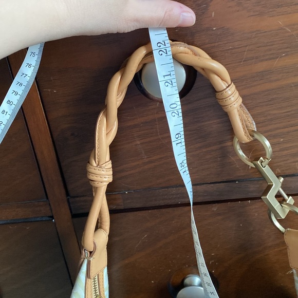 VIA SPIGA: Cream Leather/Canvas Large Shoulder Bag with Braided Handle- SEE PICS - Picture 13 of 16